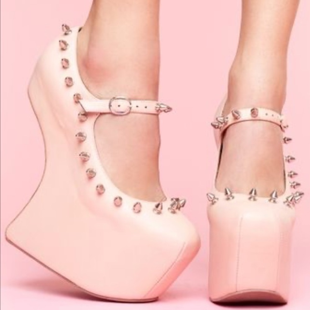 Jeffrey Campbell Night Spike Pink Silver Leather